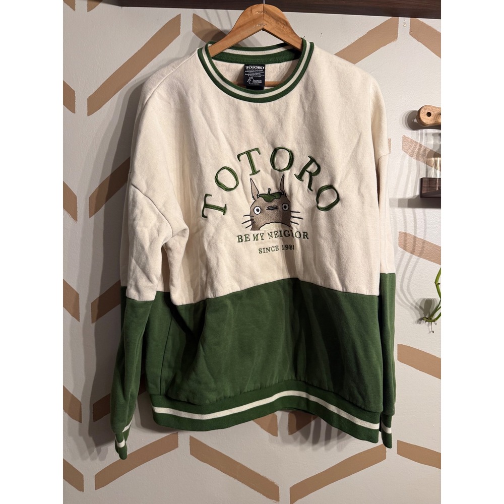 Her Universe Totoro Sweatshirt Womens MD Green Colorblock Embroidered Ghibli